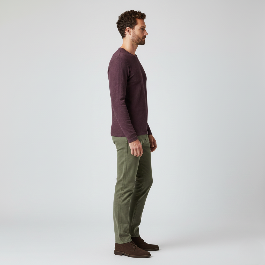 Men's Long-Sleeve Waffle-Knit Top