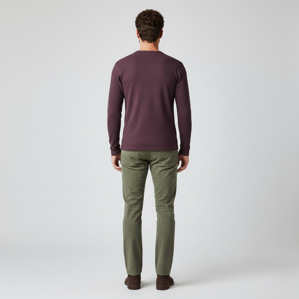 Men's Long-Sleeve Waffle-Knit Top