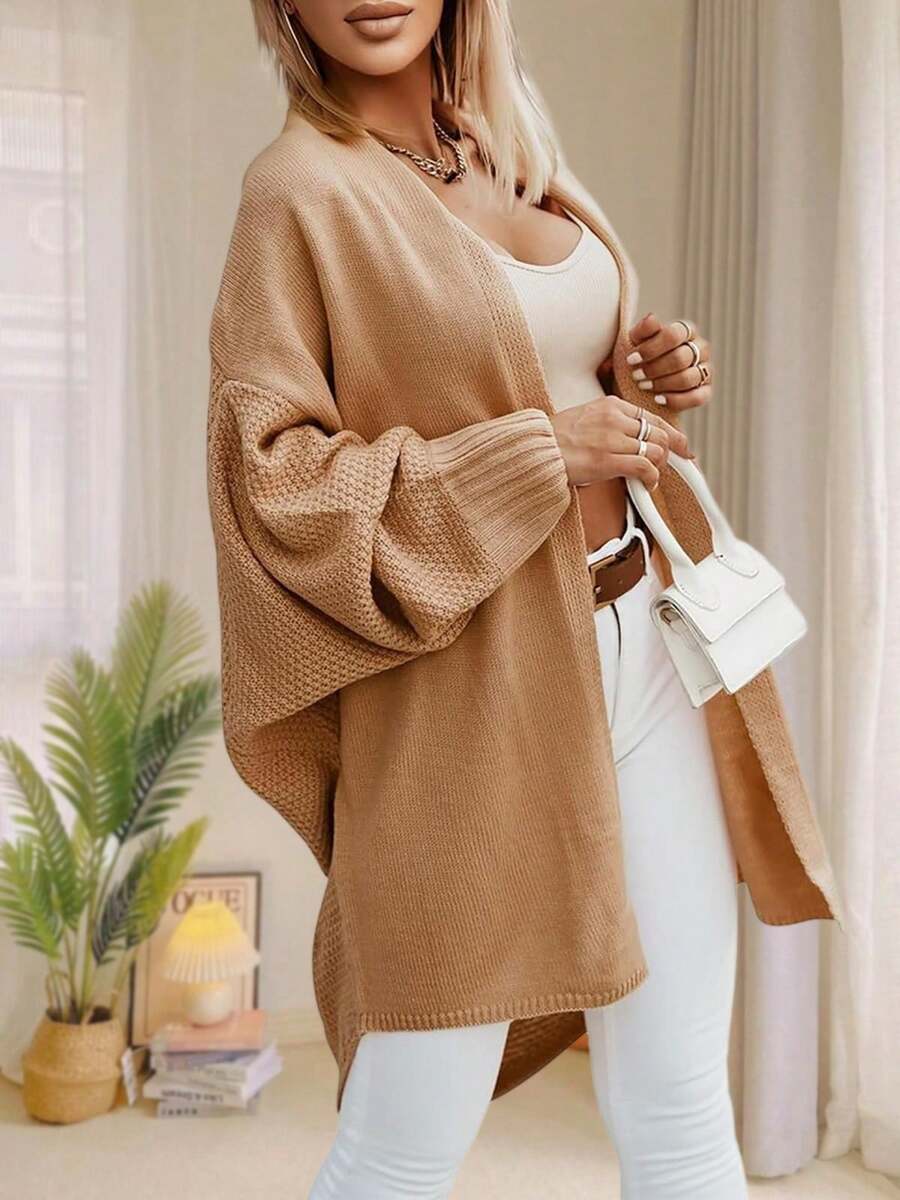 Women's Oversized Batwing Open Front Knit Cardigan