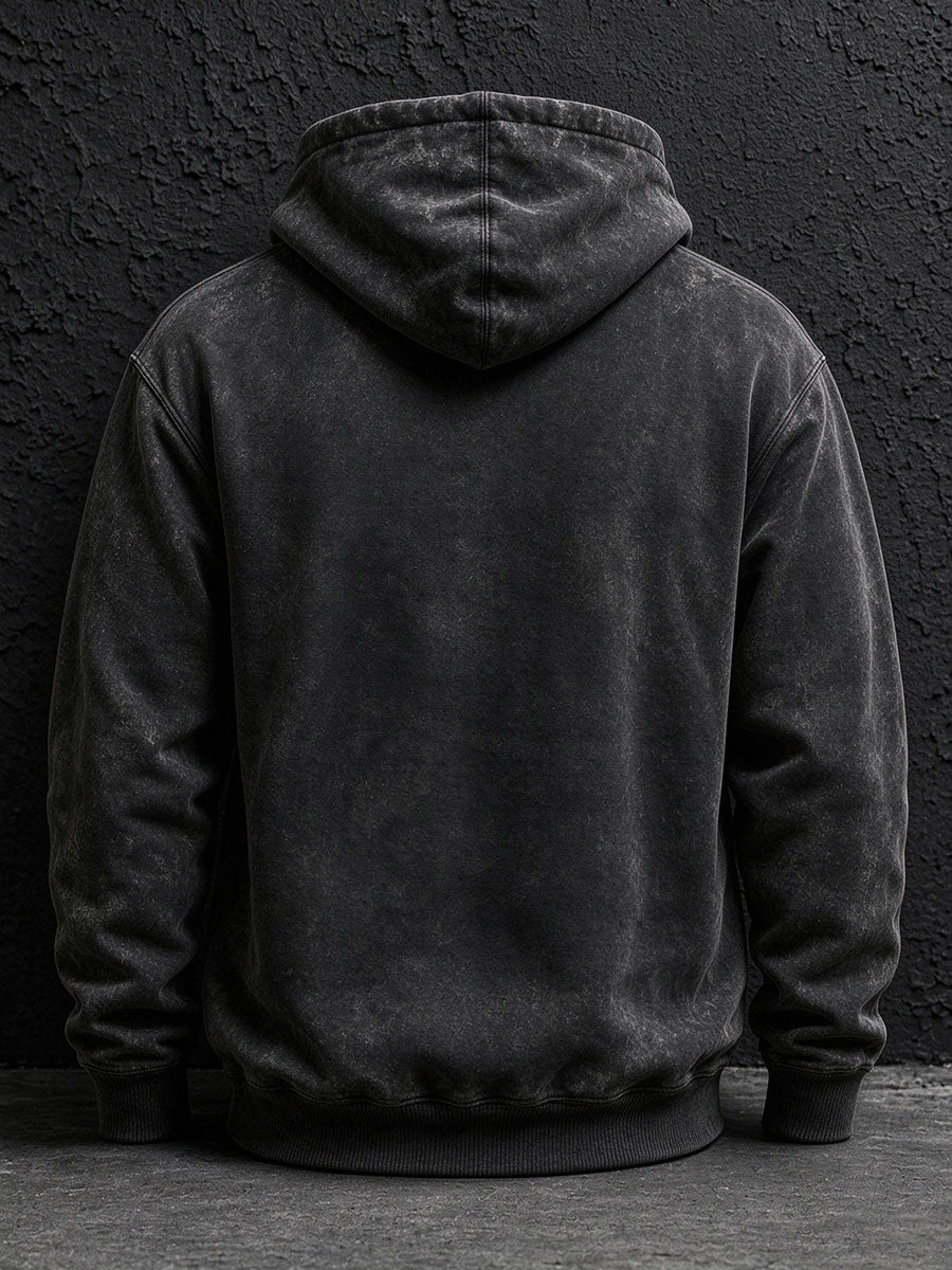 Men's pullover hoodie with drawstring hood, kangaroo pocket and remembrance-themed poppy graphics