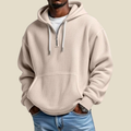 Men's quarter zip waffle texture hoodie with hood and kangaroo pocket
