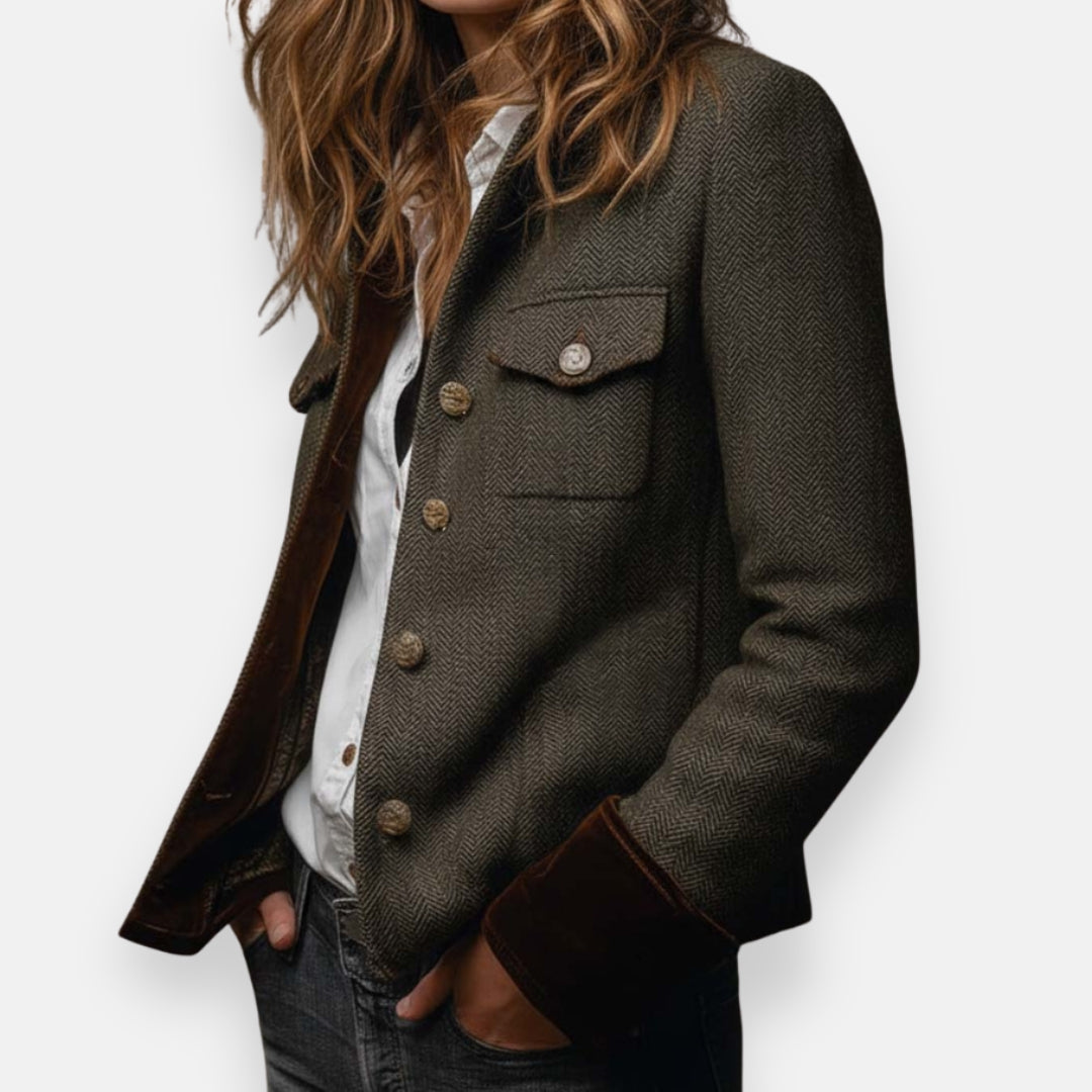 Women’s Herringbone Tweed-Look Jacket