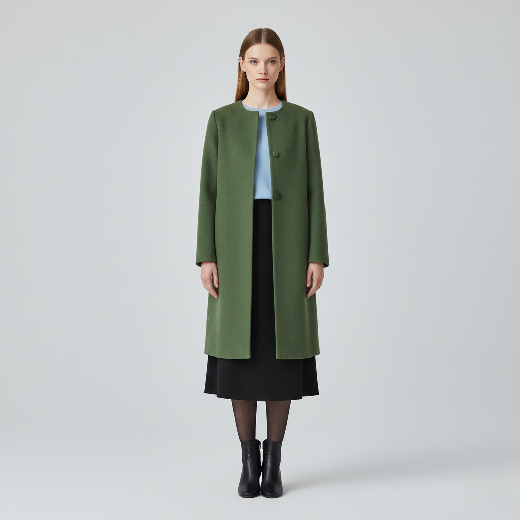 Women's Collarless Longline Coat