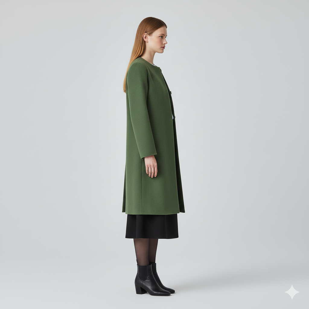 Women's Collarless Longline Coat