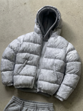 Men's hooded quilted puffer jacket with zip front