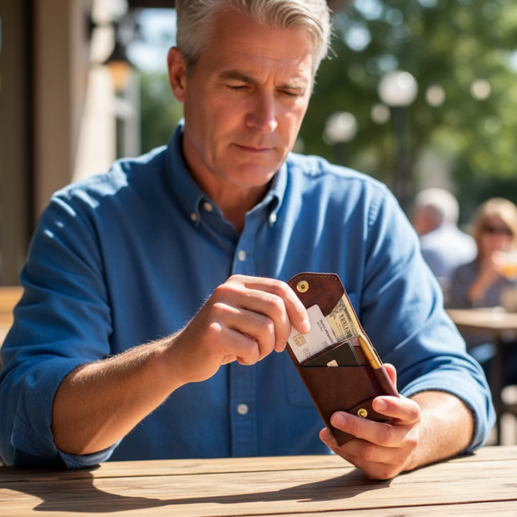 Men’s Vintage Faux Leather Snap Wallet