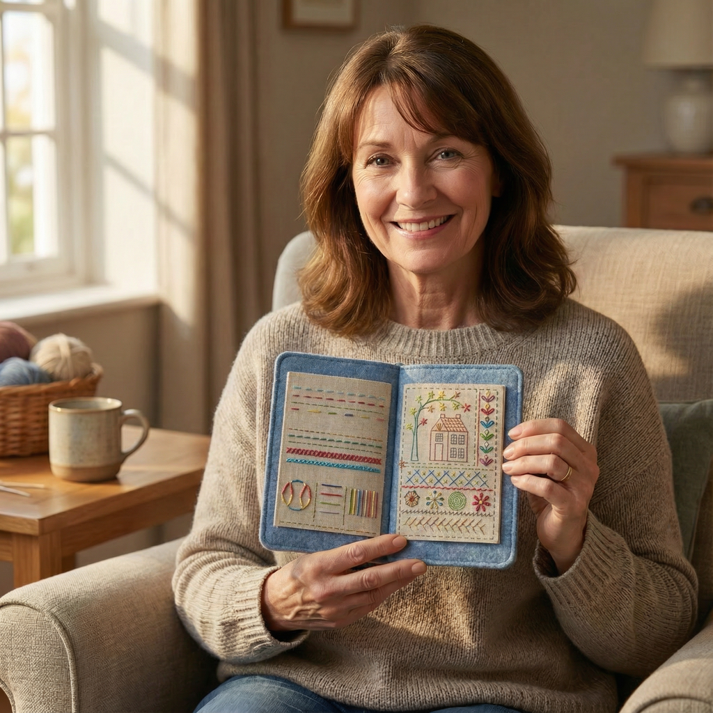 Embroidery Stitch Book DIY Kit with Threads and Needles