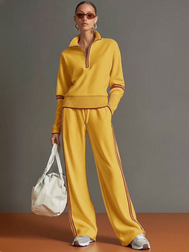 Women's Two-Piece Half-Zip Knit Lounge Set