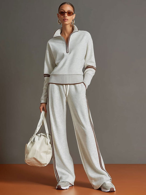 Women's Two-Piece Half-Zip Knit Lounge Set