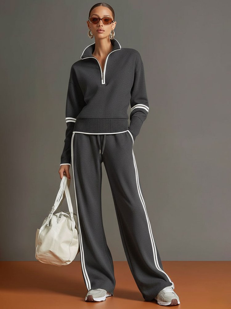 Women's Two-Piece Half-Zip Knit Lounge Set