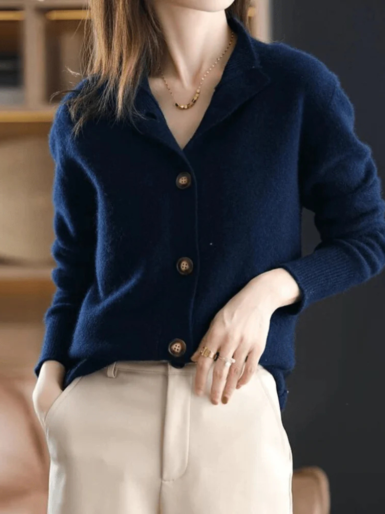 Women’s Mock Neck Brushed Knit Button Cardigan