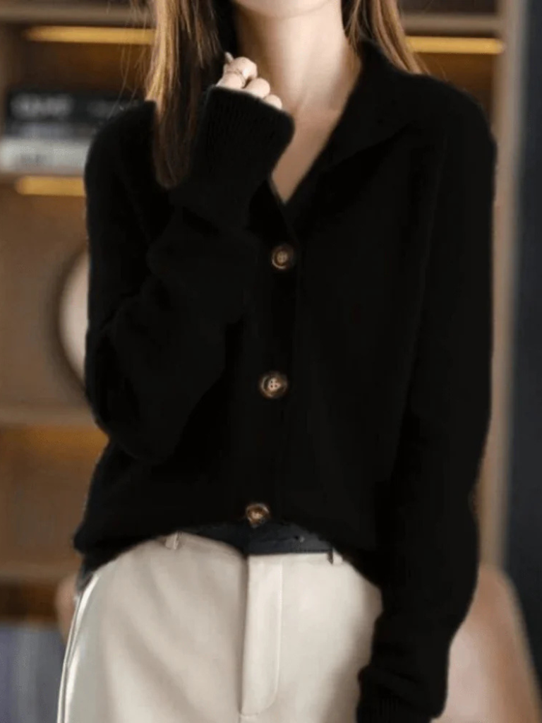 Women’s Mock Neck Brushed Knit Button Cardigan