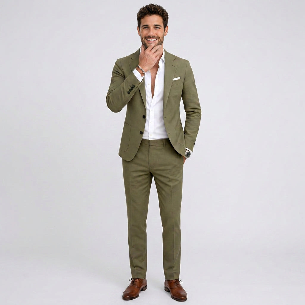 Men Suit with Tailored Blazer and Matching Trousers