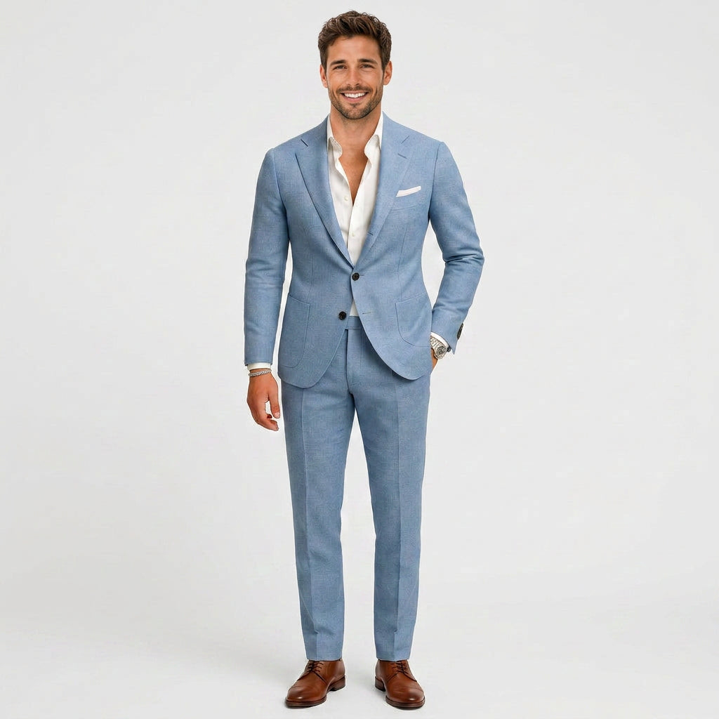 Men Suit with Tailored Blazer and Matching Trousers