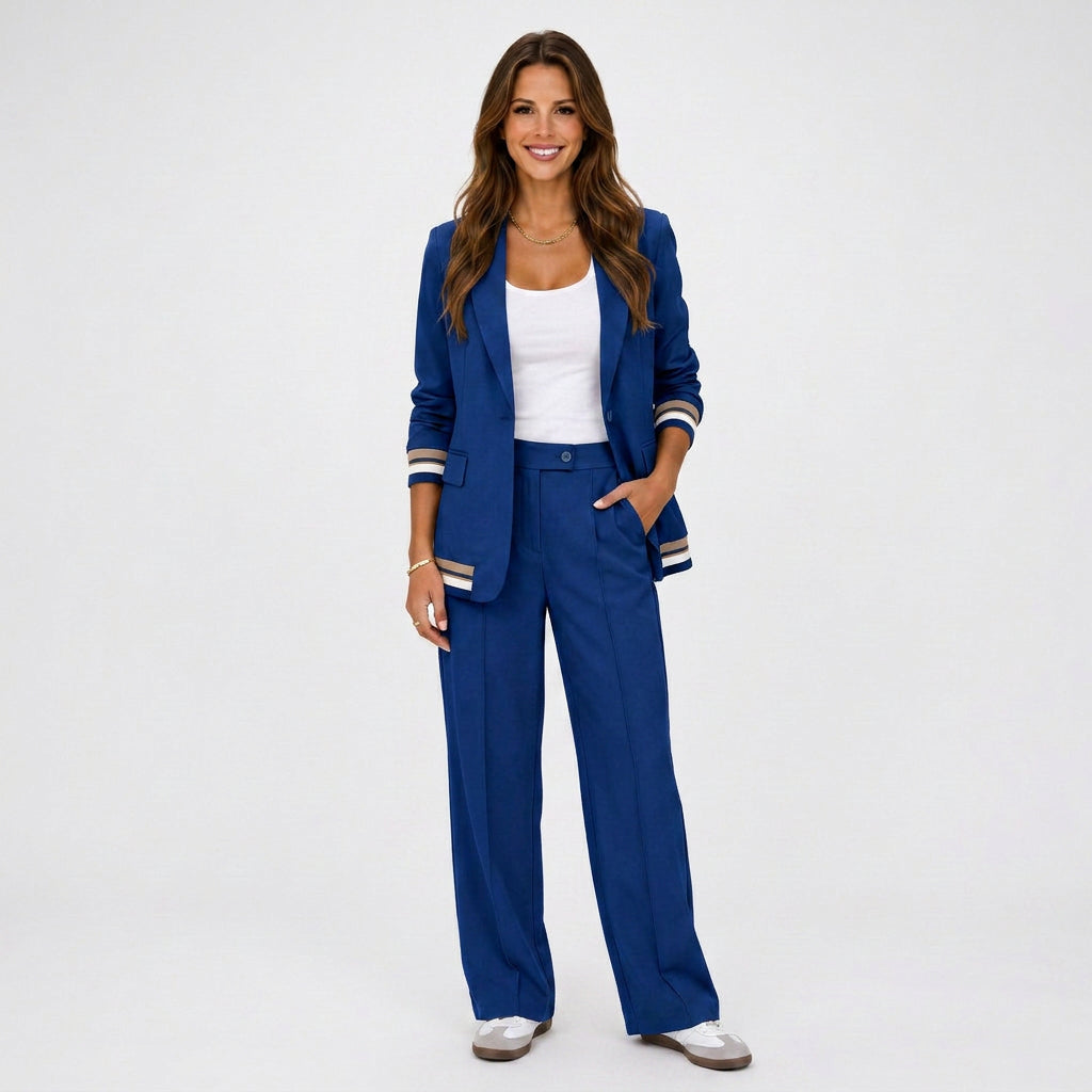 Women Blazer and Wide Leg Pants Set