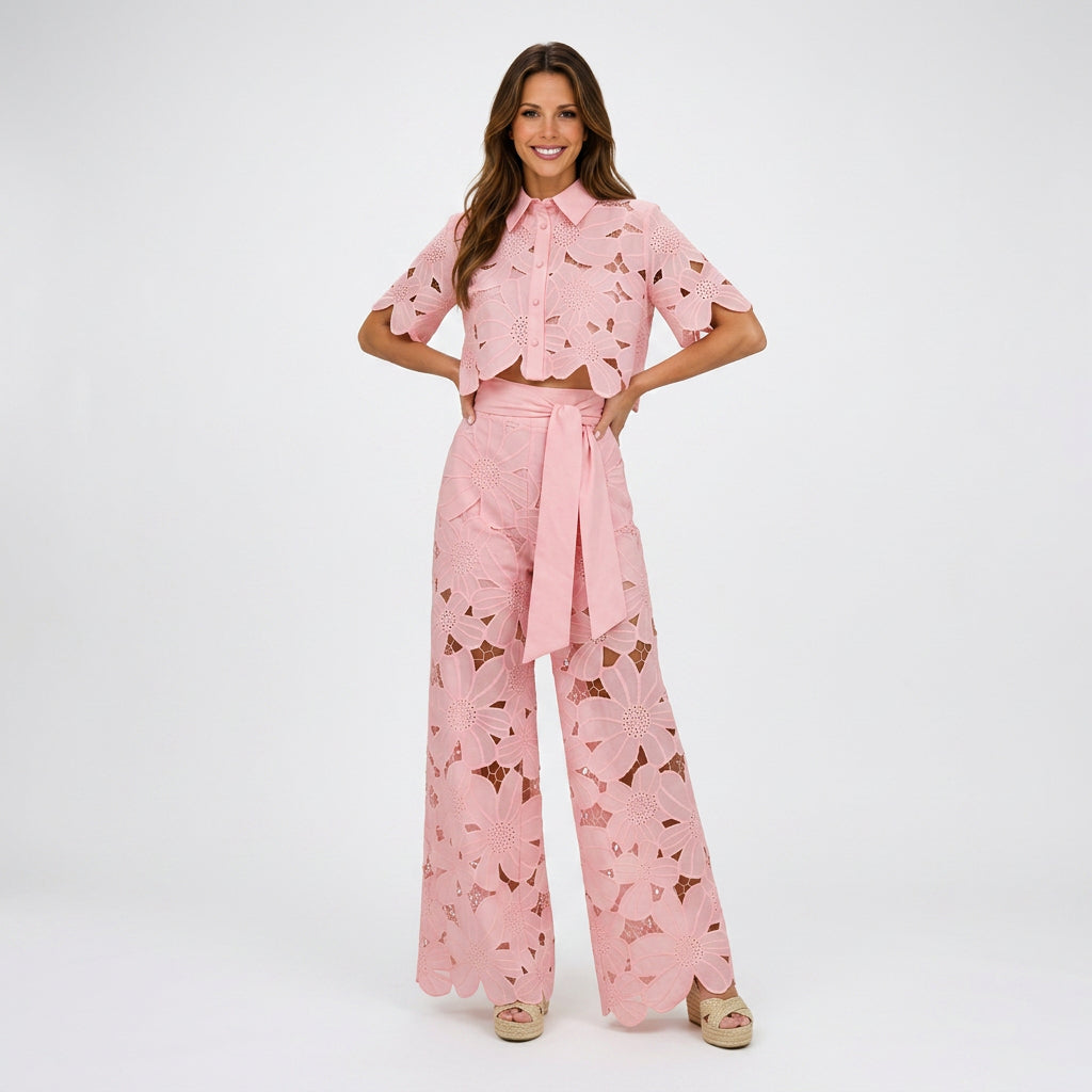 Women Floral Cutout Two Piece Set
