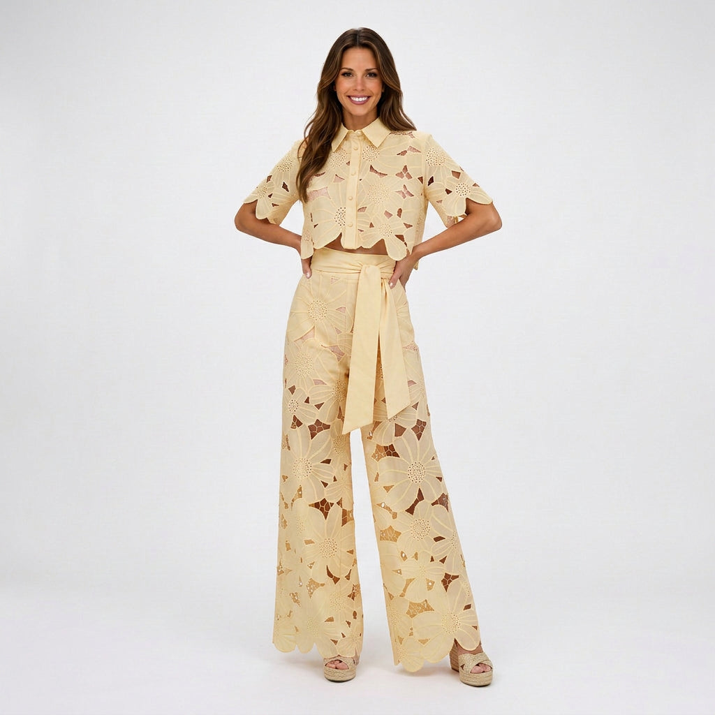 Women Floral Cutout Two Piece Set