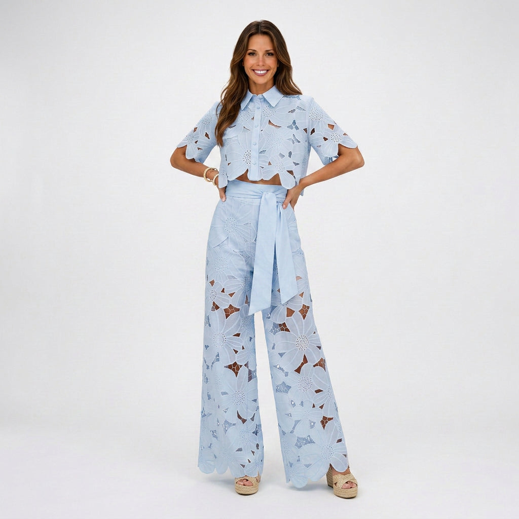 Women Floral Cutout Two Piece Set