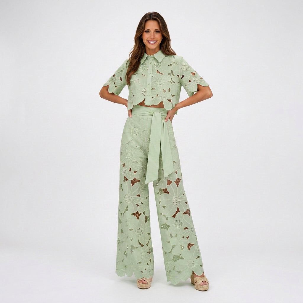 Women Floral Cutout Two Piece Set