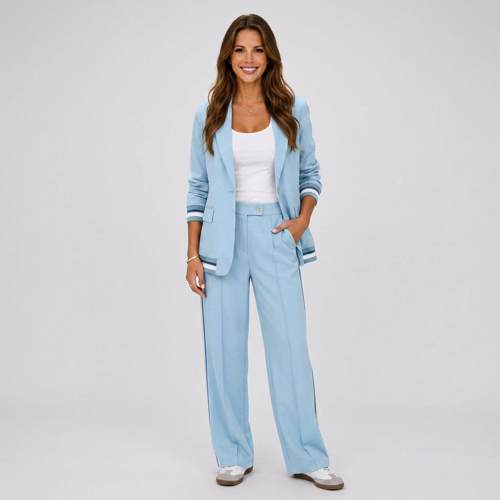 Women Blazer and Wide Leg Pants Set