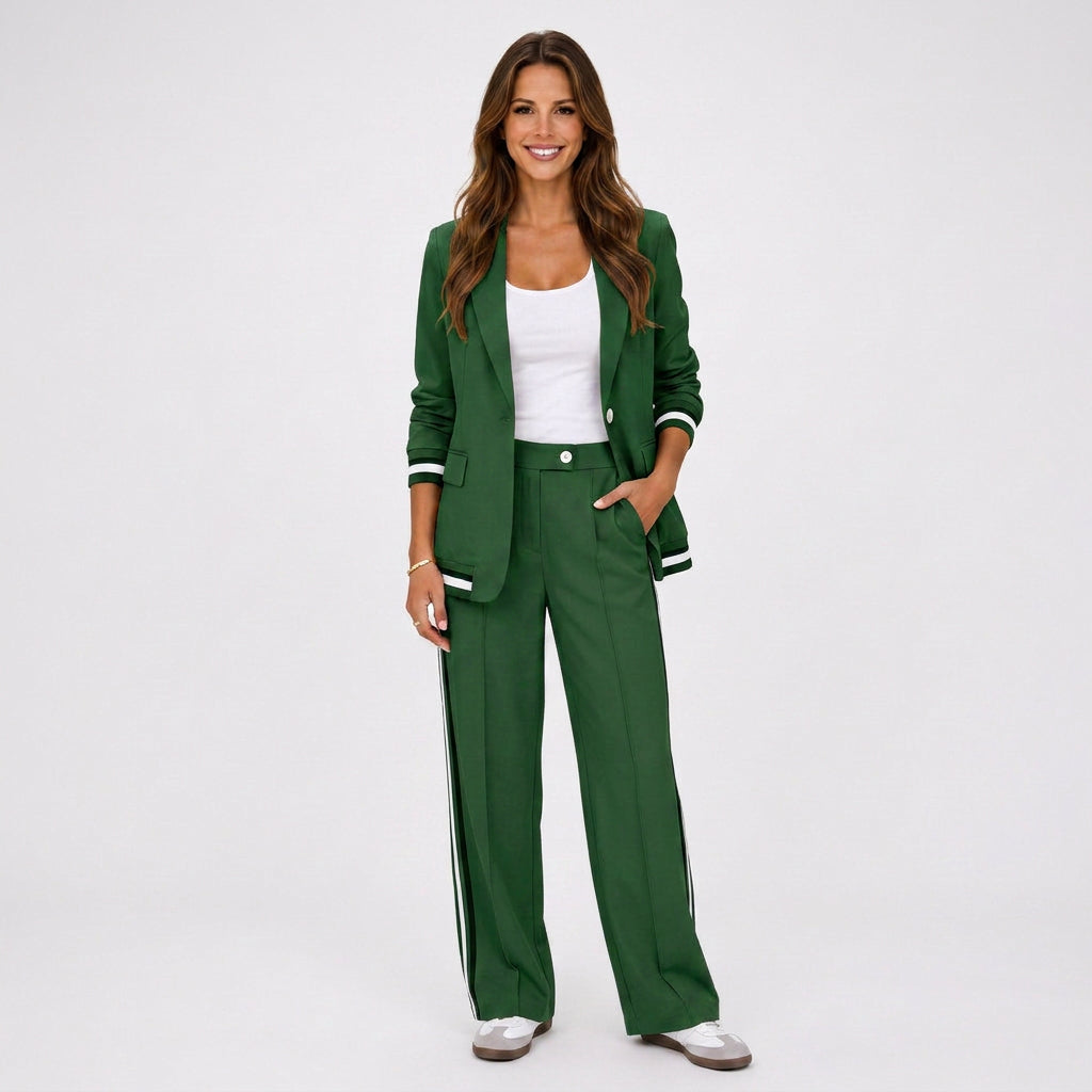 Women Blazer and Wide Leg Pants Set