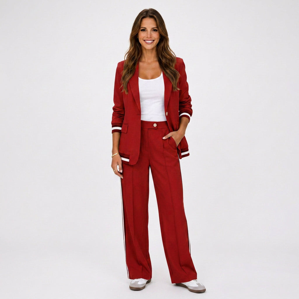 Women Blazer and Wide Leg Pants Set
