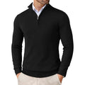 Men's long-sleeve half-zip sweater with mock neck and ribbed trims