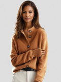 Women’s Mock Neck Brushed Knit Button Cardigan