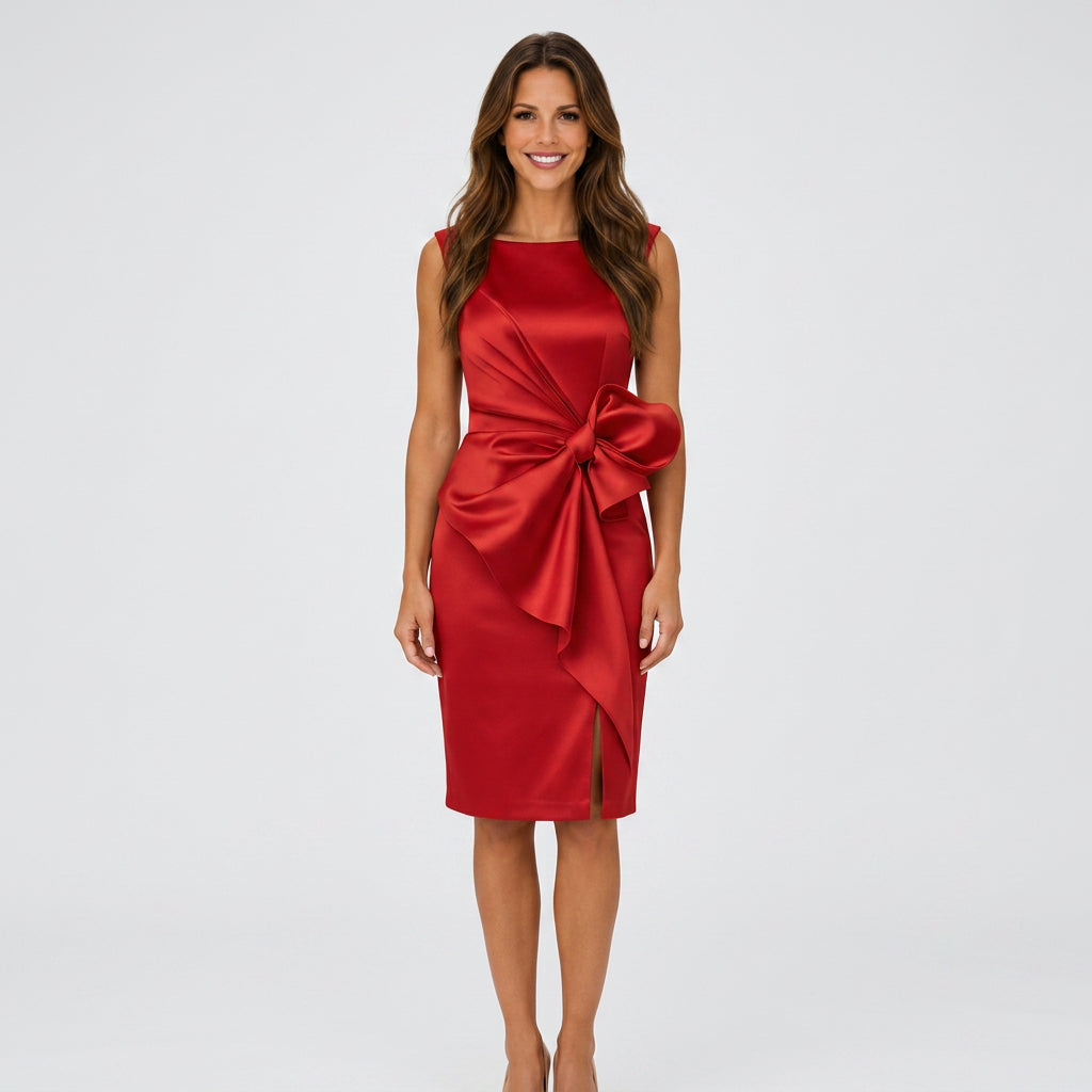 Women Bow Detail Midi Dress