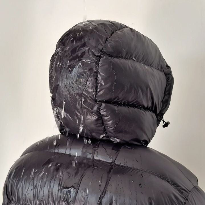Men's hooded quilted puffer jacket with zip front