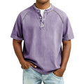 Men's Washed Raglan Short Sleeve Henley Shirt