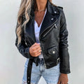 Women’s Cropped Faux Leather Biker Jacket