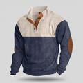 Men’s Colour Block Ribbed Pullover with Elbow Patches