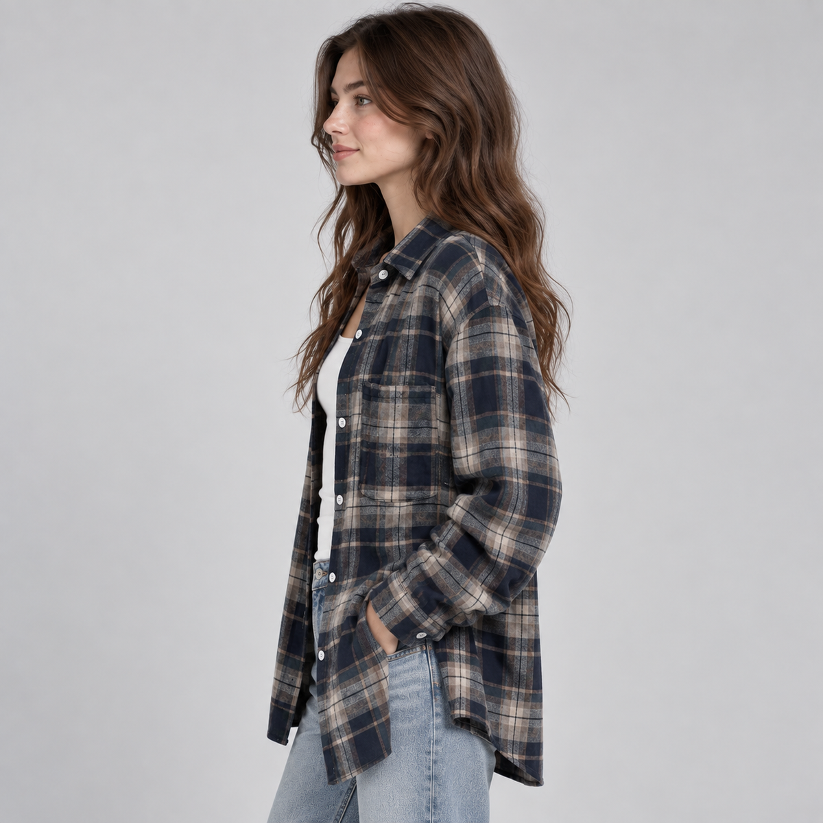 Women’s Oversized Plaid Shirt