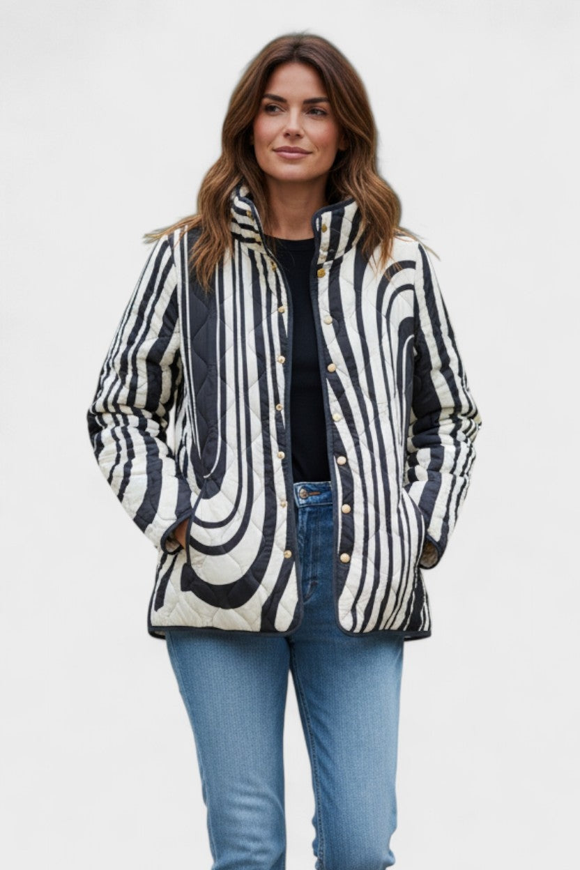 Women's Patchwork Floral Quilted Snap-Front Jacket