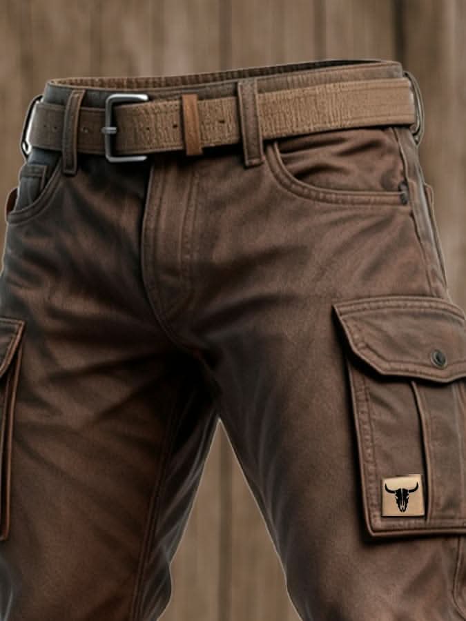 Men's Rugged Cargo Trousers with Flap Pocket Detail