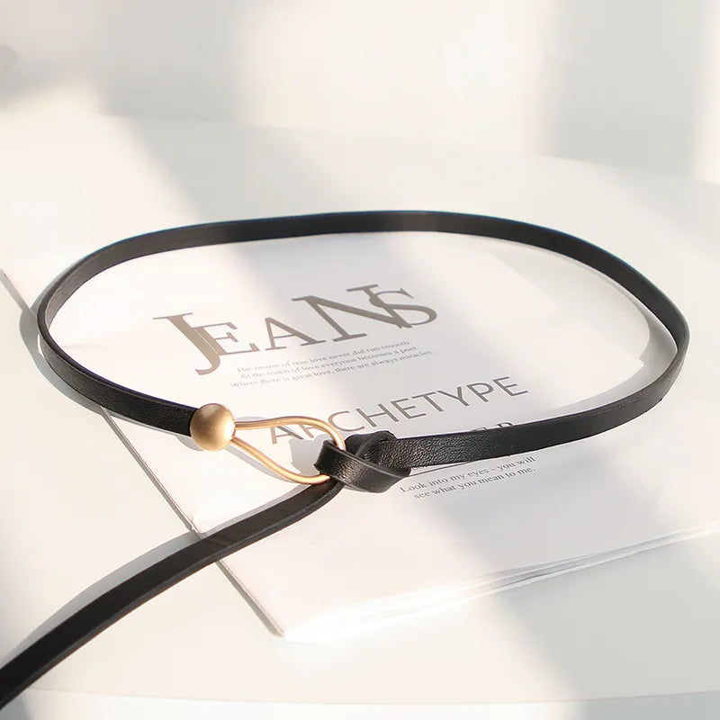 Women’s Skinny Knot Belt with Gold-Tone Hook Buckle