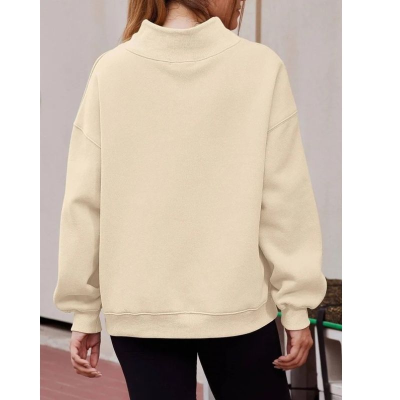 Women’s Oversized Mock Neck Fleece Sweatshirt