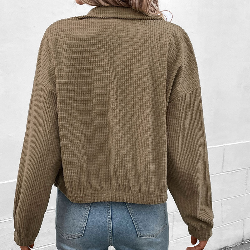 Women’s Waffle Knit Snap Button Jacket