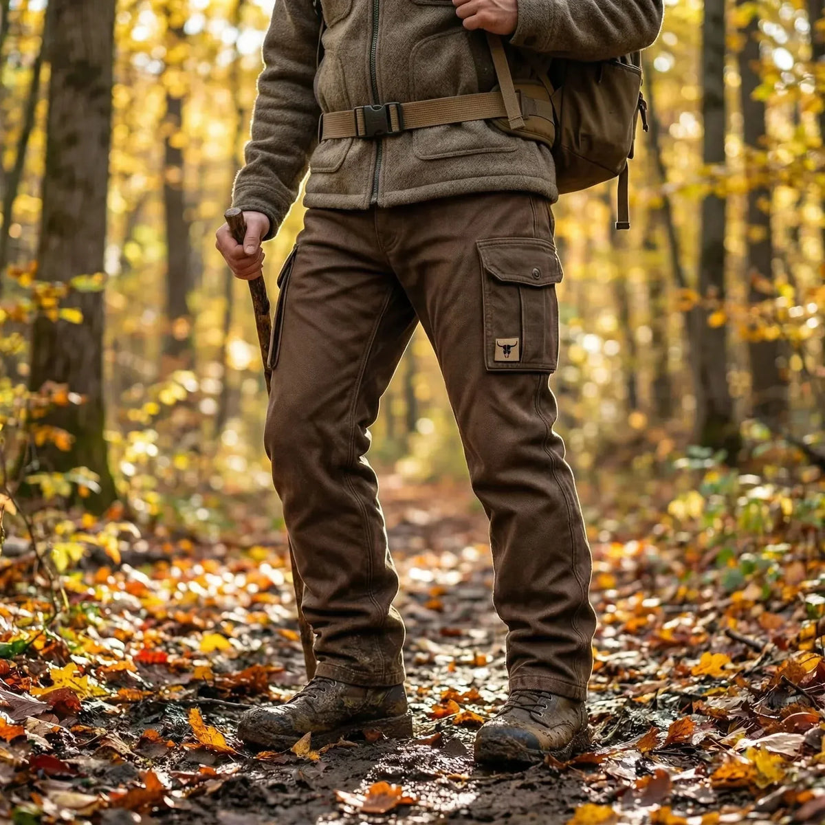 Men's Rugged Cargo Trousers with Flap Pocket Detail