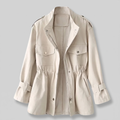 Women’s Military-Inspired Safari Jacket with Drawstring Waist