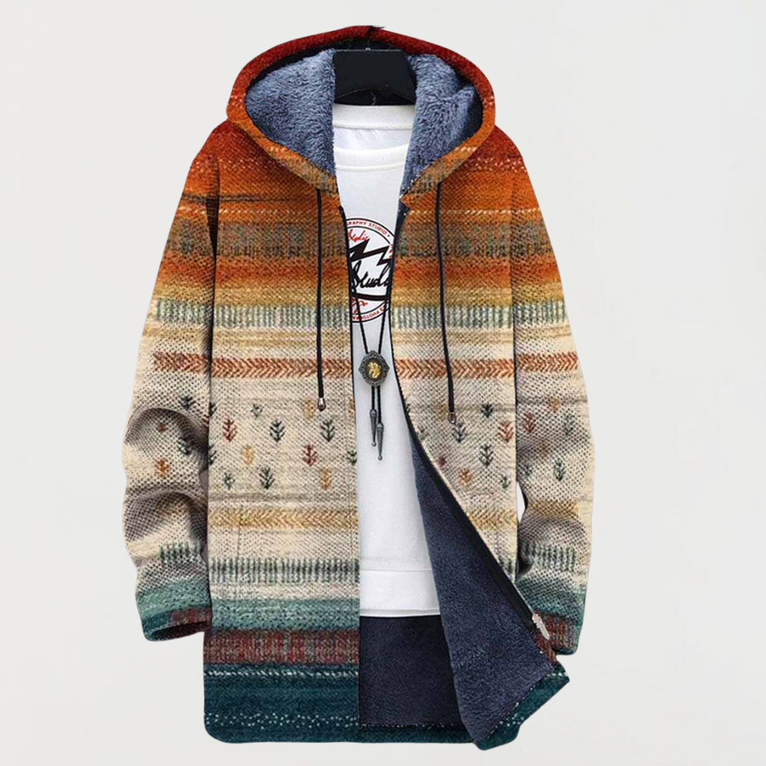 Men's Longline Zip-Up Hooded Cardigan Jacket