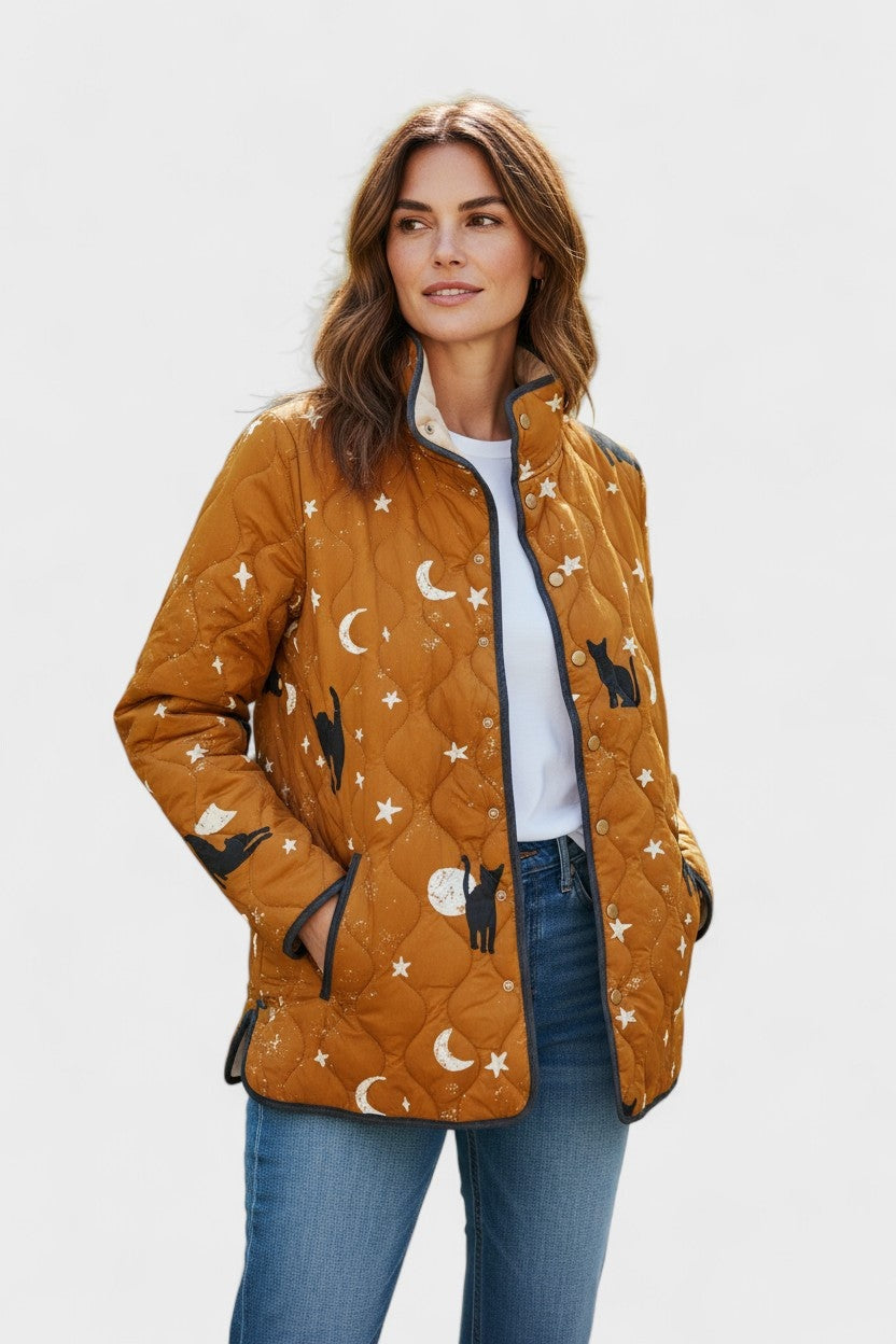 Women's Patchwork Floral Quilted Snap-Front Jacket