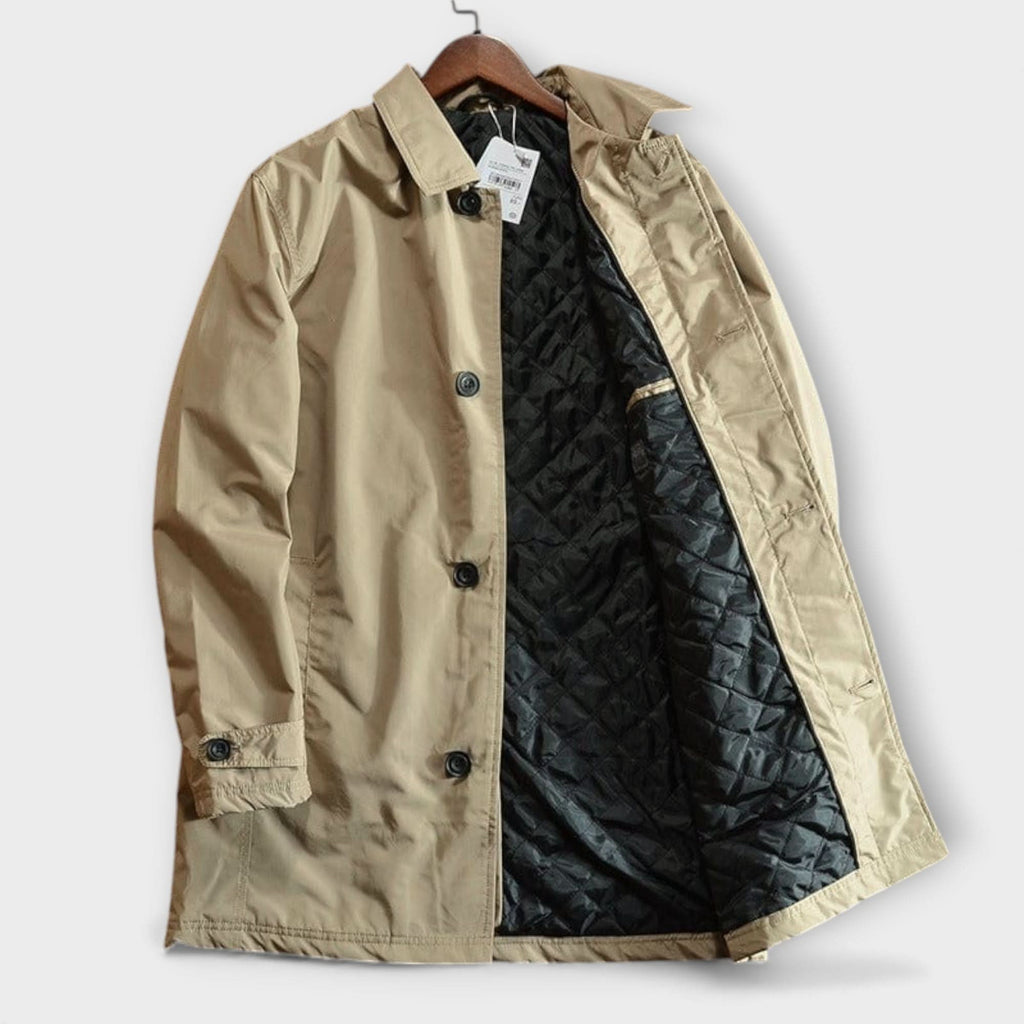 Men's Single-Breasted Longline Trench Coat