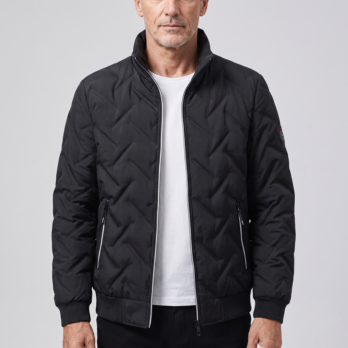 Men’s Chevron Quilted Bomber Jacket