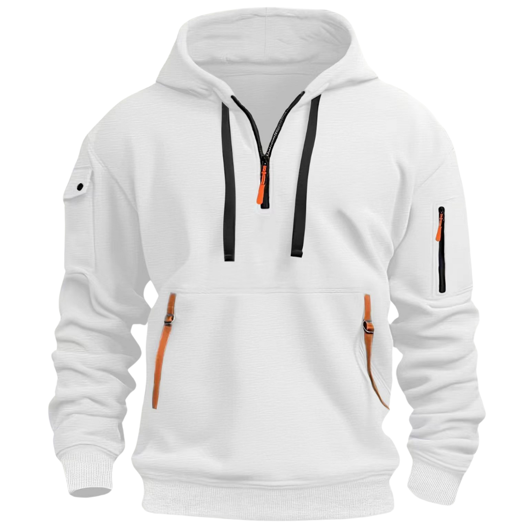 Men's Utility Half-Zip Hoodie with Multi-Pocket Design