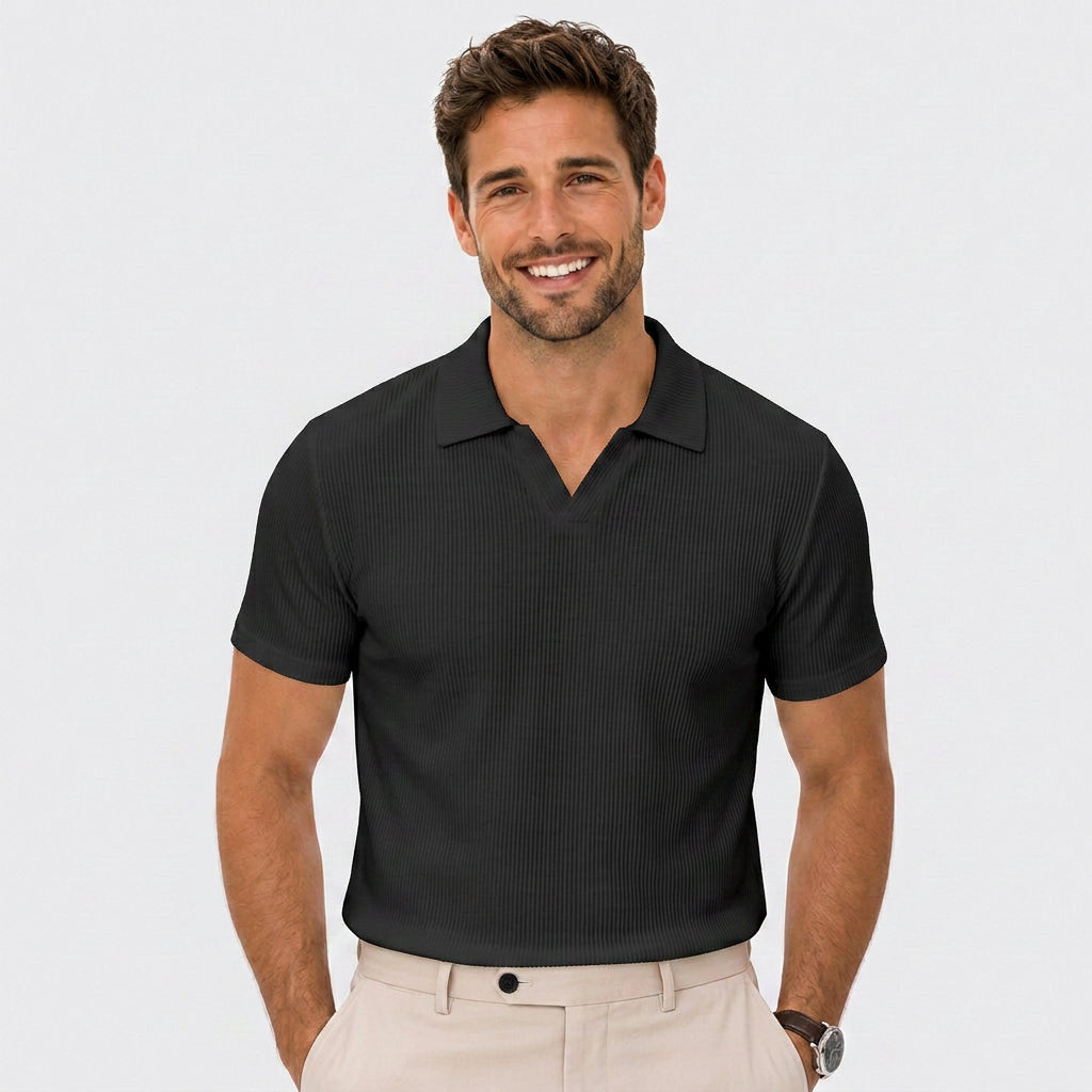 Men Ribbed Polo Shirt