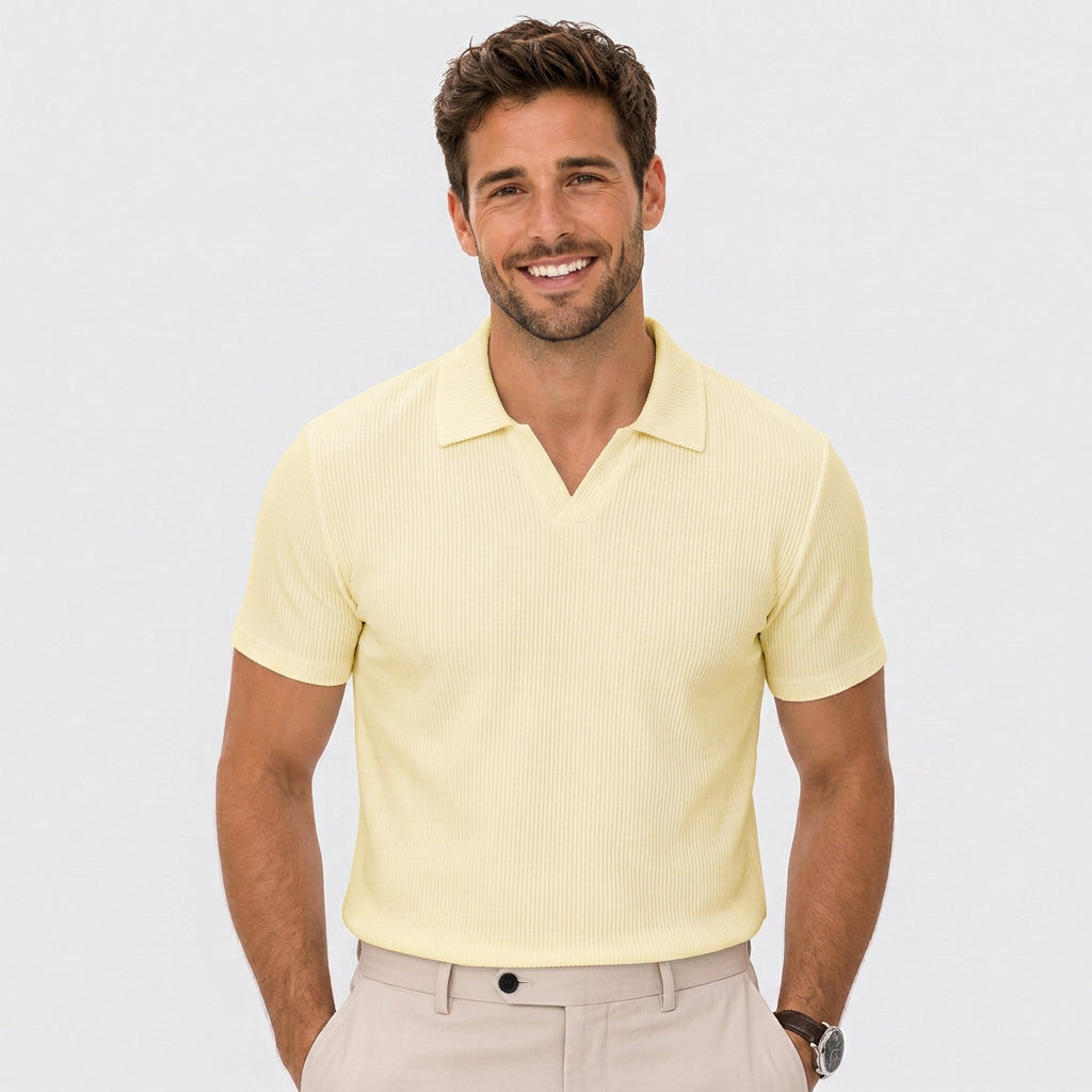 Men Ribbed Polo Shirt