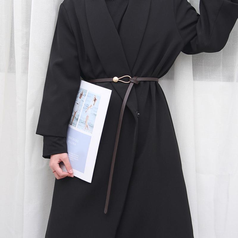 Women’s Skinny Knot Belt with Gold-Tone Hook Buckle