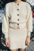 Women's Cropped Cardigan with Statement Jewel Buttons